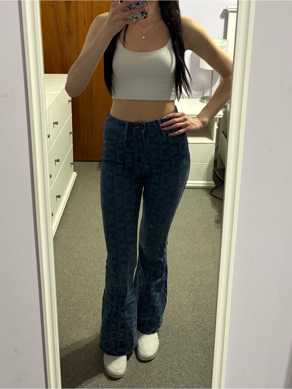 Hollister High-Rise Two-Tone Floral Vintage Flare Jeans